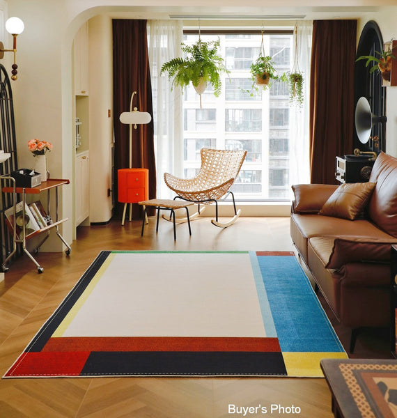 Modern Living Room Rug Ideas, Geometric Contemporary Area Rugs, Mid Century Modern Rugs, Colorful Modern Rugs for Bedroom-HomePaintingDecor
