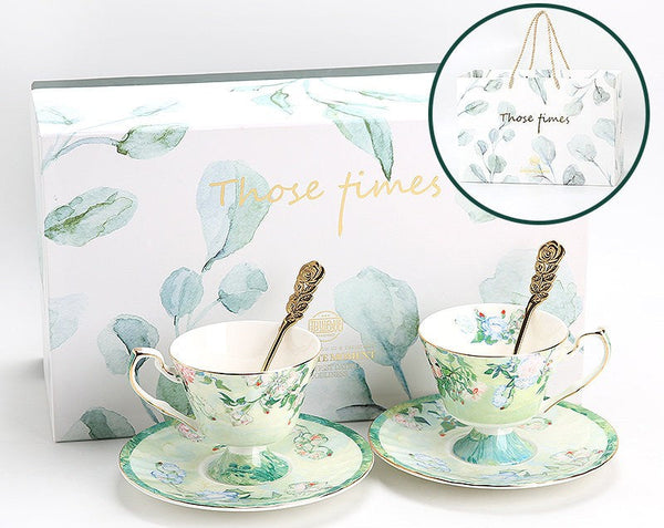 Porcelain Tea Saucer, Ceramic Tea Cup Set, British Tea Cup Set, Luxury Tea Cup Set, Elegant Coffee Cup-HomePaintingDecor