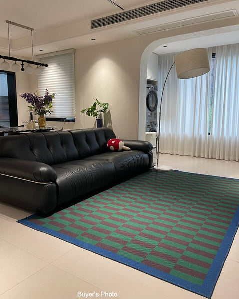 Modern Living Room Rug Ideas, Geometric Contemporary Area Rugs, Green Mid Century Modern Rugs, Colorful Modern Rugs for Dining Room-HomePaintingDecor
