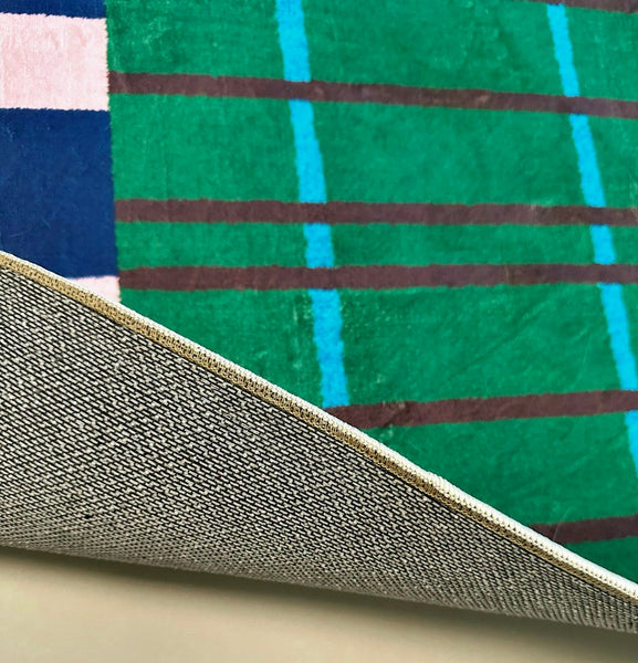 Modern Rugs for Living Room, Geometric Area Rugs, Green Mid Century Contemporary Rugs, Colorful Area Rugs for Bedroom-HomePaintingDecor