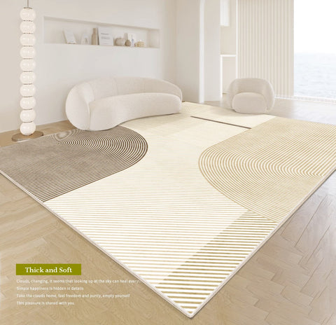 Abstract Contemporary Modern Rugs, Thick Modern Rugs for Living Room, Modern Rugs for Dining Room, Geometric Contemporary Rugs Next to Bed-HomePaintingDecor
