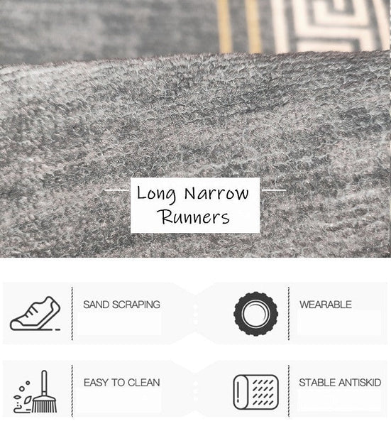 Long Narrow Runner Rugs, Extra Long Hallway Runners, Stain-resistant Non Slip Entryway Runner Rug Ideas, Geometric Modern Long Hallway Runners, Contepmorary Runner Rugs-HomePaintingDecor