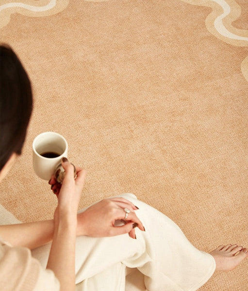 Dining Room Geometric Modern Rugs, Large Modern Rugs for Living Room, Bedroom Modern Rugs, Cream Color Contemporary Modern Rugs-HomePaintingDecor