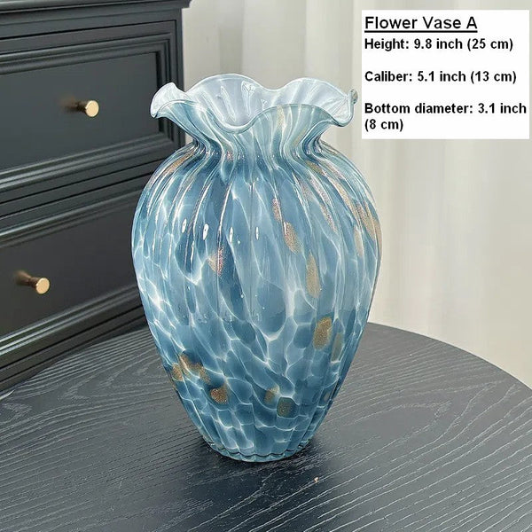 Centerpiece Vases on Table, Handmade Liuli Vases, Color Glaze Vase, Modern Glass Bud Vases, Contemporary Vases for Modern Home Decor-HomePaintingDecor