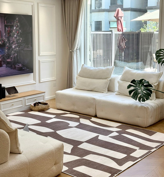 Abstract Contemporary Rugs for Bedroom, Modern Rugs under Sofa, Dining Room Floor Rugs, Modern Rug Ideas for Living Room-HomePaintingDecor