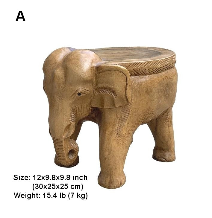 Elephant Sofa Stool, Dining Table Stool, Handmade Solid Wood low Stool, Elephant Wooden Stool, Creative Shoe-changing Stool-HomePaintingDecor