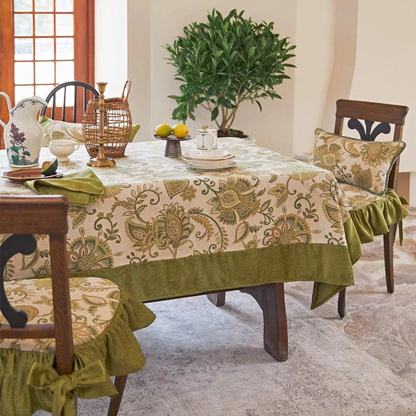 Table Cover for Dining Room Table, Flower Pattern Linen Tablecloth for Round Table, Modern Kitchen Table Cover, Simple Modern Rectangle Tablecloth Ideas for Oval Table-HomePaintingDecor