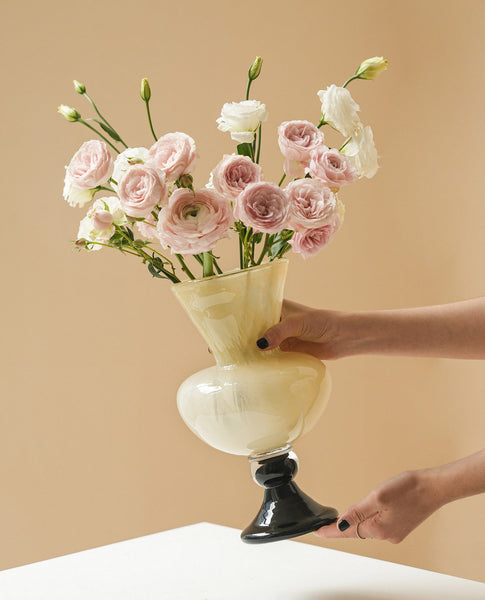 Centerpiece Contemporary Vases on Table, Mid Century Glass Vases, Unique Decorative Glass Vase, Handmade Modern Vases for Living Room, Modern Glass Vase for Flowers-HomePaintingDecor