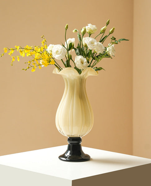 Unique Decorative Glass Vase, Centerpiece Contemporary Vases on Table, Mid Century Glass Vases, Handmade Modern Vases for Living Room, Modern Glass Vase for Flowers