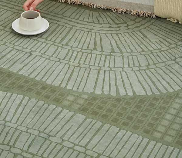Dining Room Floor Rugs, Modern Rug Ideas for Living Room, Green Modern Rugs under Sofa, Abstract Contemporary Rugs for Bedroom-HomePaintingDecor
