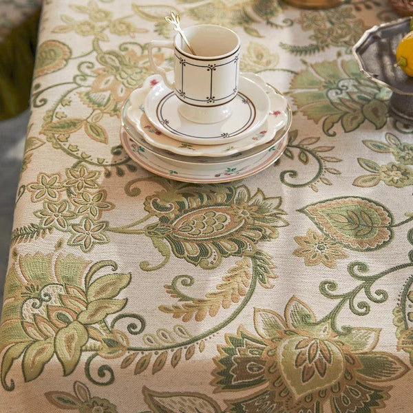 Table Cover for Dining Room Table, Flower Pattern Linen Tablecloth for Round Table, Modern Kitchen Table Cover, Simple Modern Rectangle Tablecloth Ideas for Oval Table-HomePaintingDecor