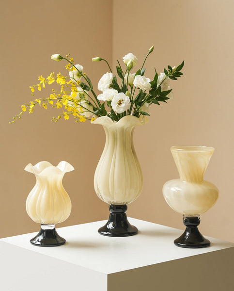 Centerpiece Contemporary Vases on Table, Mid Century Glass Vases, Unique Decorative Glass Vase, Handmade Modern Vases for Living Room, Modern Glass Vase for Flowers-HomePaintingDecor