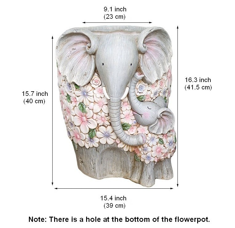 Modern Garden Flower Pot, Unique Animal Statue for Garden Ornaments, Beautiful Elephant Flowerpot, Resin Statue for Garden, Villa Outdoor Decor Gardening Ideas-HomePaintingDecor