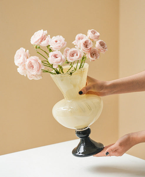 Unique Decorative Glass Vase, Centerpiece Contemporary Vases on Table, Mid Century Glass Vases, Handmade Modern Vases for Living Room, Modern Glass Vase for Flowers