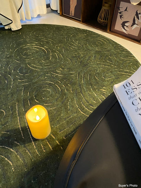 Bedroom Abstract Modern Area Rugs, Green Contemporary Modern Rugs, Geometric Round Rugs for Dining Room, Mid Century Round Modern Rugs under Chairs-HomePaintingDecor