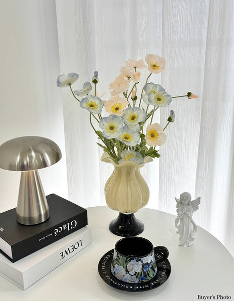 Centerpiece Contemporary Vases on Table, Mid Century Glass Vases, Unique Decorative Glass Vase, Handmade Modern Vases for Living Room, Modern Glass Vase for Flowers-HomePaintingDecor