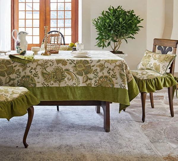 Table Cover for Dining Room Table, Flower Pattern Linen Tablecloth for Round Table, Modern Kitchen Table Cover, Simple Modern Rectangle Tablecloth Ideas for Oval Table-HomePaintingDecor
