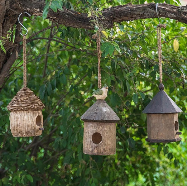 Resin Bird Nest for Garden Ornament, Bird House in the Garden, Lovely Birds House, Outdoor Decoration Ideas, Garden Ideas-HomePaintingDecor