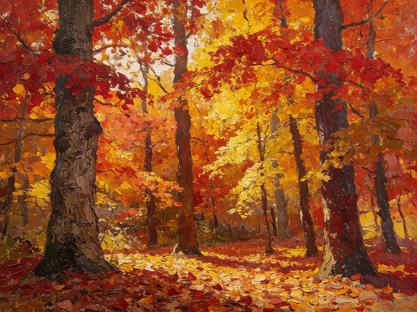 On Canvas Small Paintings, Autumn in the Forest, Hand Painted Canvas Art, Original Oil Paintings, Small Landscape Paintings, Landscape Wall Art Paintings-HomePaintingDecor