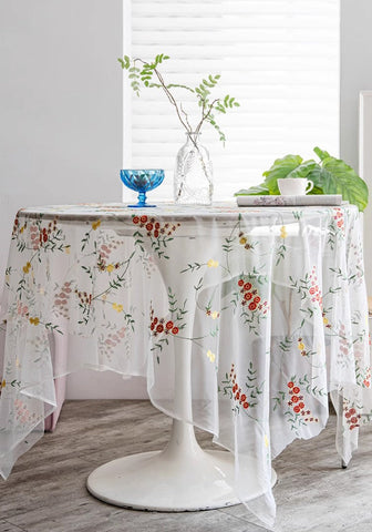 Spring Flower Rectangular Tablecloth for Oval Table, Extra Large Lace Tablecloths, Lace Embroidered Table Covers, Rectangular Table Covers for Coffee Table-HomePaintingDecor