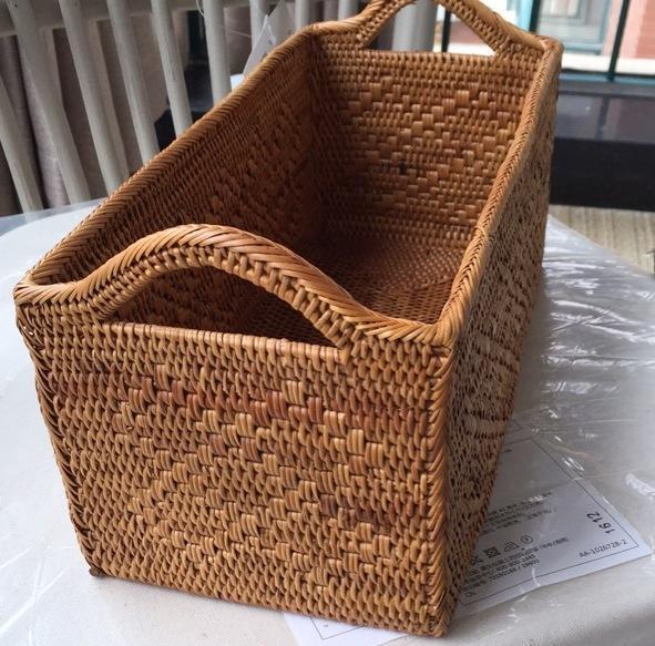 Natural Fiber Baskets, Small Storage Basket for Kitchen, Indonesia Woven Storage Basket, Rattan Storage Basket for Dining Room-HomePaintingDecor