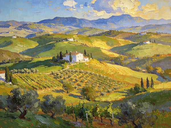 Landscape Wall Art Paintings, Tuscan Hills in Harmony, Hand Painted Canvas Art, Original Oil Paintings, On Canvas Small Paintings, Small Landscape Paintings-HomePaintingDecor