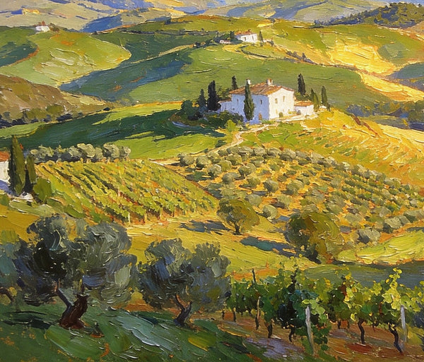 Landscape Wall Art Paintings, Tuscan Hills in Harmony, Hand Painted Canvas Art, Original Oil Paintings, On Canvas Small Paintings, Small Landscape Paintings-HomePaintingDecor