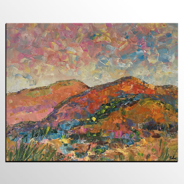 Custom Landscape Oil Painting, Original Artwork, Autumn Mountain Painting, Canvas Painting-HomePaintingDecor