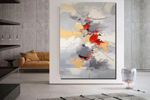 Large Canvas Painting for Office, Simple Modern Acrylic Paintings, Dining Room Canvas Painting, Contemporary Modern Artwork-HomePaintingDecor