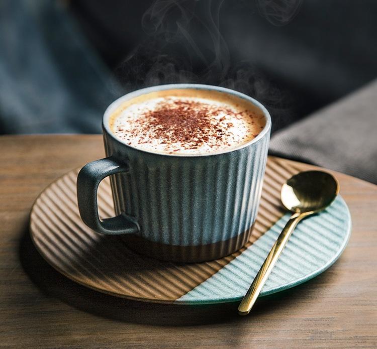Coffee Cup and Saucer Set, Pottery Coffee Cups, Cappuccino Coffee Mug, Ceramic Coffee Cups, Coffee Cup for Sale, Tea Cup, White / Green / Blue / Yellow