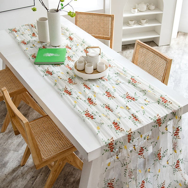 Spring Flower Rectangular Tablecloth for Oval Table, Extra Large Lace Tablecloths, Lace Embroidered Table Covers, Rectangular Table Covers for Coffee Table-HomePaintingDecor