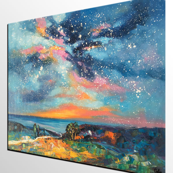 Original Painting, Starry Night Sky Painting, Original Artwork, Custom Large Canvas Painting, Art on Canvas