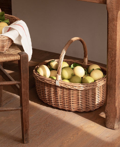 Lovely Willow Weaving Baskets for Vegetable, Large Picnic Food Basket with Handle, Natural Hand-woven Wicker Storage Basket, Natural Fruit Basket, Kitchen Storage Baskets-HomePaintingDecor