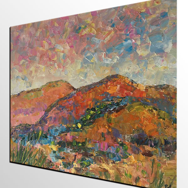 Custom Landscape Oil Painting, Original Artwork, Autumn Mountain Painting, Canvas Painting-HomePaintingDecor