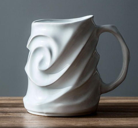 Stoneware Coffee Mugs, White Ceramic Coffee Mug, Large Capacity Coffee Cups, Birthday Gifts, Handmade Pottery Coffee Mug-HomePaintingDecor