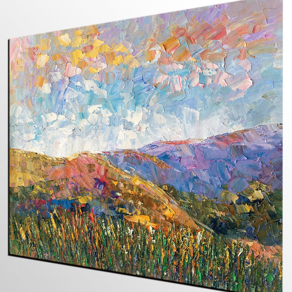 Custom Large Wall Art, Mountain Landscape Canvas Art, Abstract Landscape Painting, Rustic Wall Art, Original Artwork