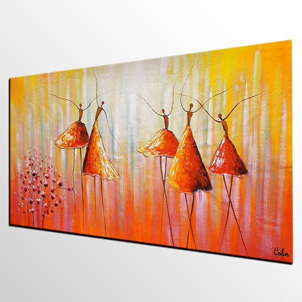 Dancing Painting, Ballet Dancer Painting, Large Abstract Painting for Sale, Heavy Texture Painting, Modern Paintings for Bedroom-HomePaintingDecor
