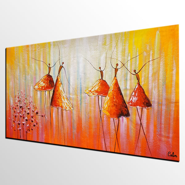 Dancing Painting, Ballet Dancer Painting, Large Abstract Painting for Sale, Heavy Texture Painting, Modern Paintings for Bedroom-HomePaintingDecor