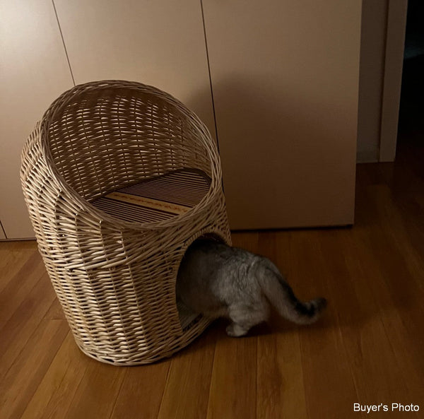 Large Cat House Basket with Washable Cushion for Indoor Cats and Dogs, Double-Layer Cat Bed-HomePaintingDecor