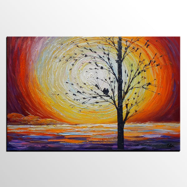 Custom Abstract Painting,Heavy Texture Painting, Original Oil Painting, Abstract Art, Love Birds Painting-HomePaintingDecor