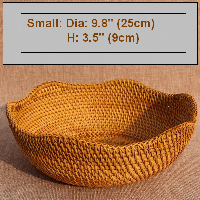 Small Round Storage Basket, Woven Rattan Basket, Fruit Basket for Kitchen, Storage Basket for Dining Room-HomePaintingDecor