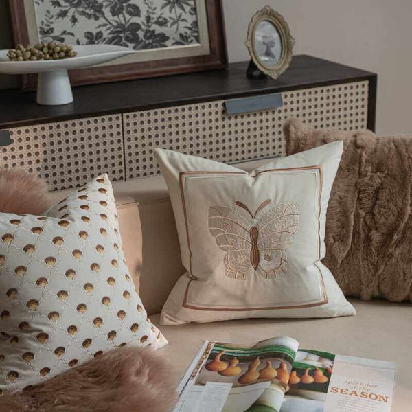 Decorative Pillow Arrangement Ideas for Couch, Modern Decorative Pillows for Bedroom, Embroidered Butterfly Pillow Covers, Large Decorative Throw Pillows for Living Room-HomePaintingDecor