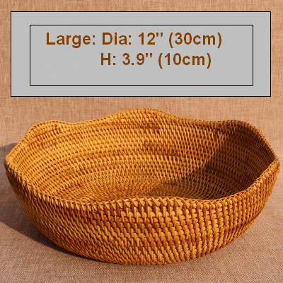 Small Round Storage Basket, Woven Rattan Basket, Fruit Basket for Kitchen, Storage Basket for Dining Room-HomePaintingDecor