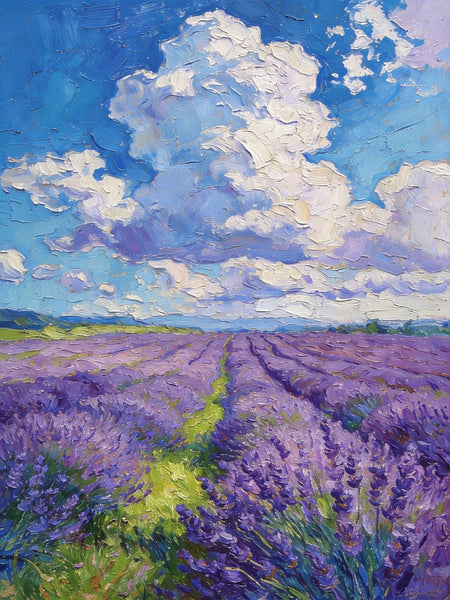 Original Landscape Art, Small Oil Paintings, Lavender of Provence, Small Paintings On Canvas, Hand Painted Canvas Art, Heavy Texture Wall Art Paintings-HomePaintingDecor