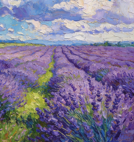 Original Landscape Art, Small Oil Paintings, Lavender of Provence, Small Paintings On Canvas, Hand Painted Canvas Art, Heavy Texture Wall Art Paintings-HomePaintingDecor