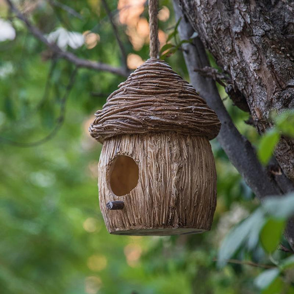 Resin Bird Nest for Garden Ornament, Bird House in the Garden, Lovely Birds House, Outdoor Decoration Ideas, Garden Ideas-HomePaintingDecor