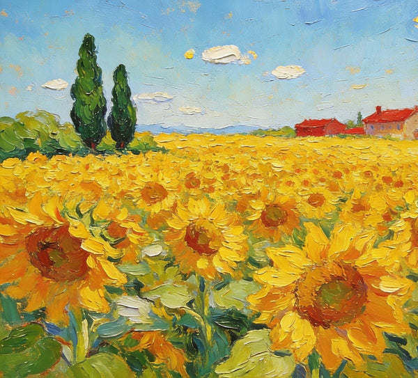 Enchanting Provence Sunflower Fields, Original Canvas Paintings, Palette Knife Oil Paintings, Small Landscape Paintings, Landscape Paintings on Canvas, Hand Painted Canvas Art-HomePaintingDecor
