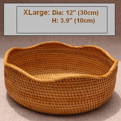 Small Round Storage Basket, Woven Rattan Basket, Fruit Basket for Kitchen, Storage Basket for Dining Room-HomePaintingDecor