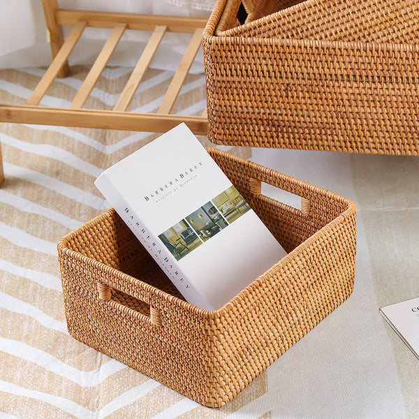 Extra Large Woven Baskets for Living Room, Storage Baskets for Clothes, Storage Baskets for Kitchen, Rectangular Storage Basket for Bedroom, Storage Baskets for Shelves-HomePaintingDecor
