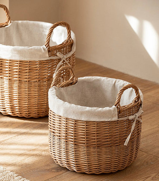 Large Round Storage Basket for Clothes, Natural Hand-woven Wicker Storage Basket for Clothes, Willow Weaving Baskets for Clothes, Extra Large Kitchen Storage Baskets-HomePaintingDecor